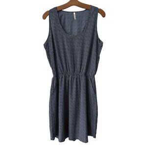 AMK Polka Dot Mini Dress Women L Blue White A-Line Contemporary Summer Bohemian